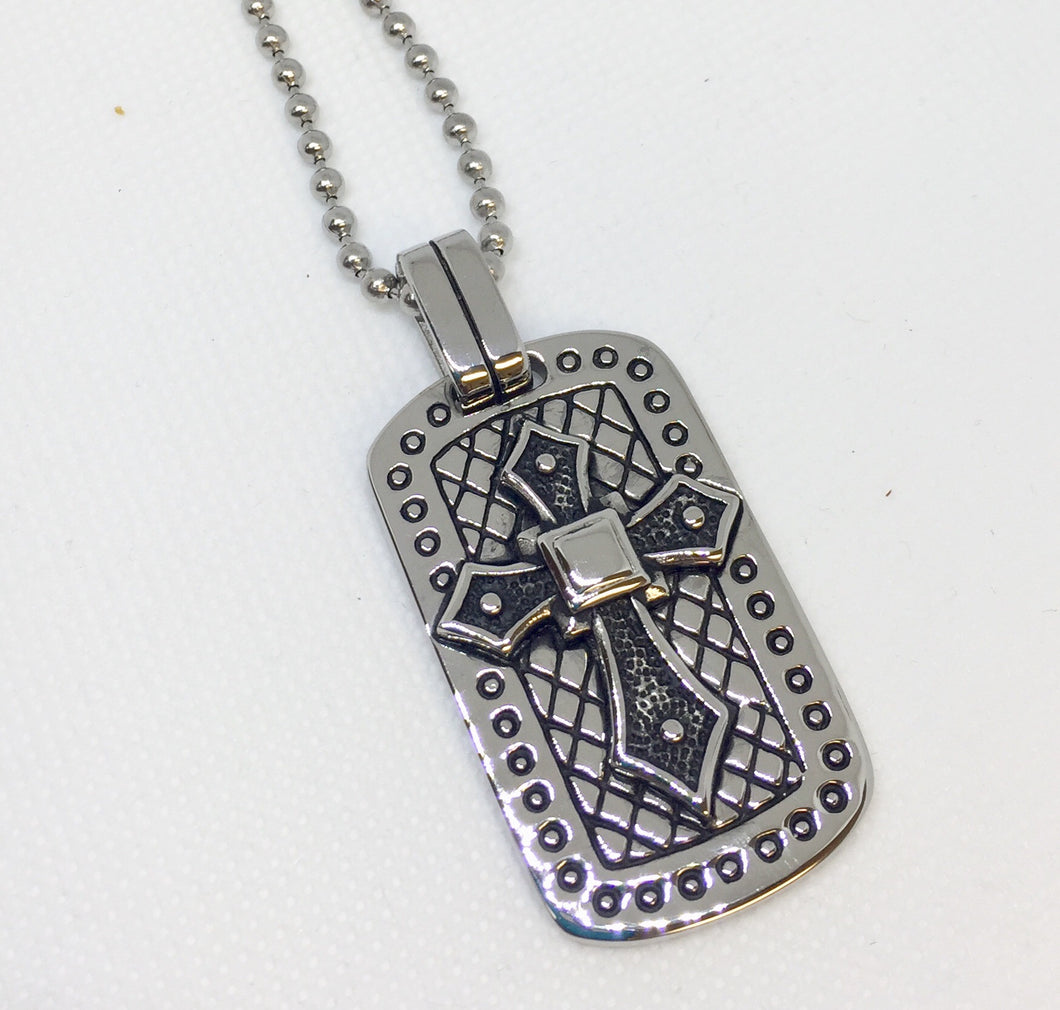 Men’s Stainless Steel Dog Tag Cross Necklace