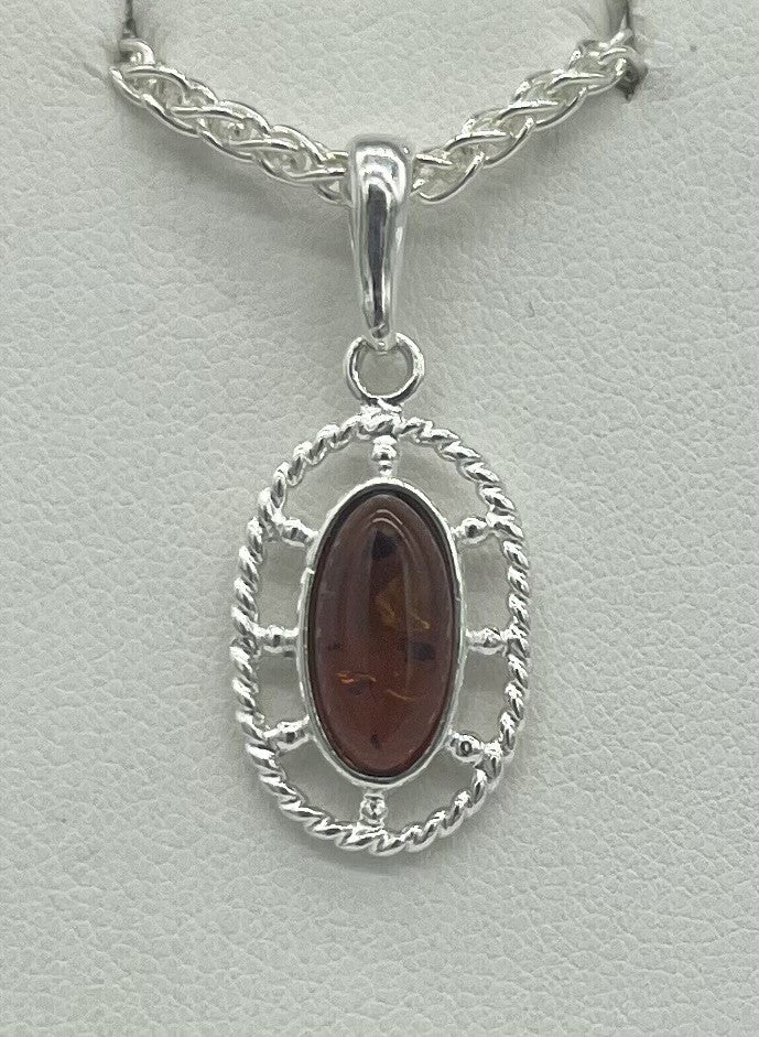 Oblong Amber Pendant