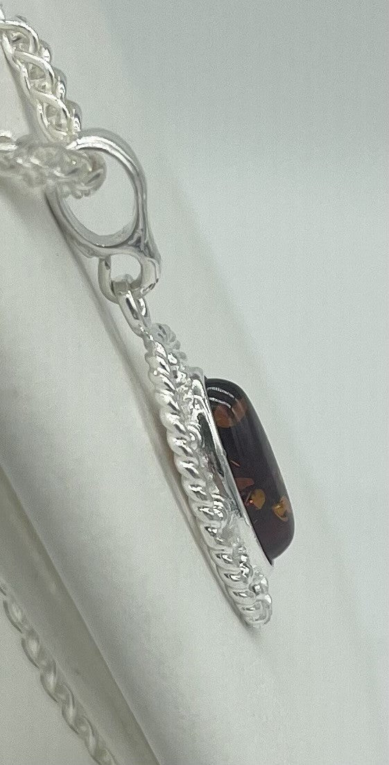 Oblong Amber Pendant