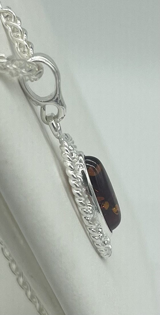 Oblong Amber Pendant