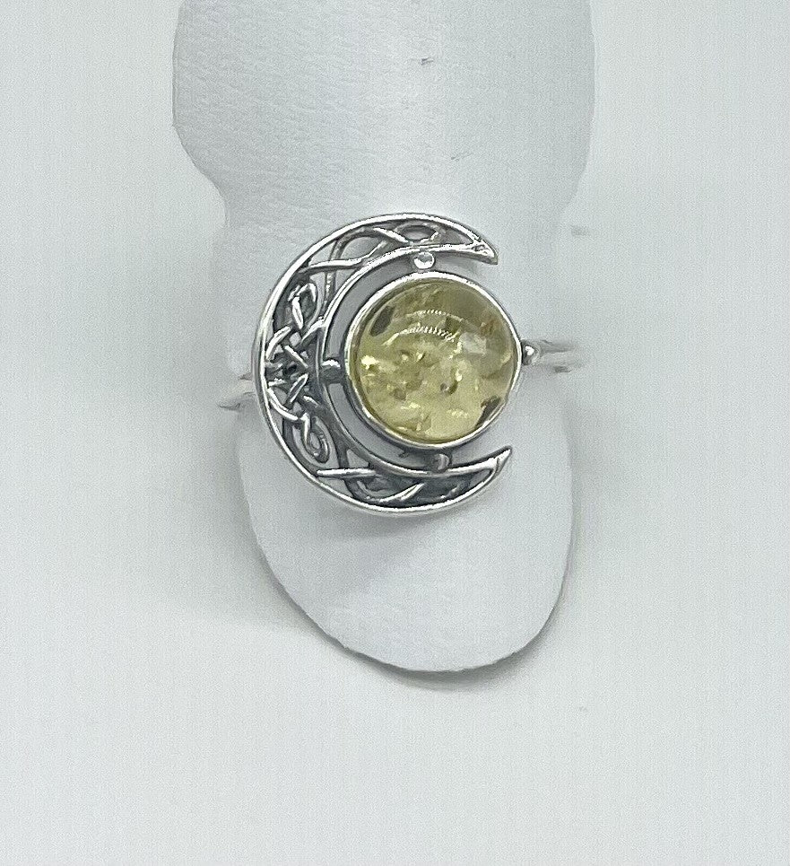 Lemon Amber Moon Ring