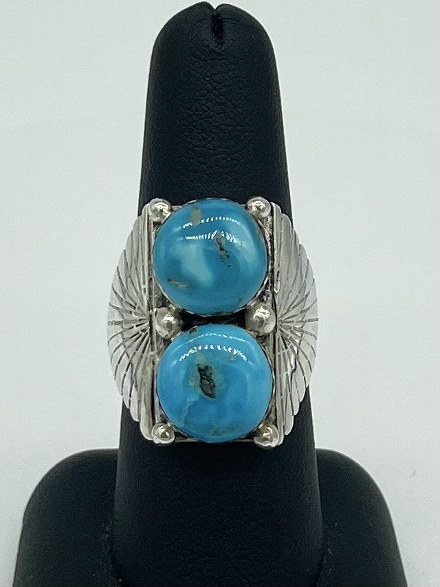 Two Stone Turquoise Ring