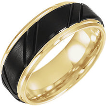 Load image into Gallery viewer, Men&#39;s Black &amp; 18k Yellow Gold-Plated Tungsten Wedding Band