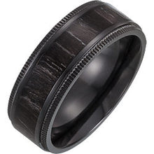 Load image into Gallery viewer, Men&#39;s Black Titanium Coin Edge Wedding Band