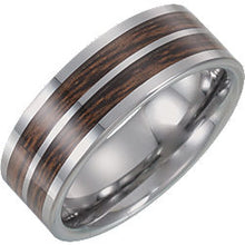 Load image into Gallery viewer, Men&#39;s Carbon Fiber &amp; Wood Inlay Tungsten Wedding Band