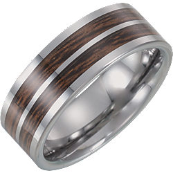 Men's Carbon Fiber & Wood Inlay Tungsten Wedding Band